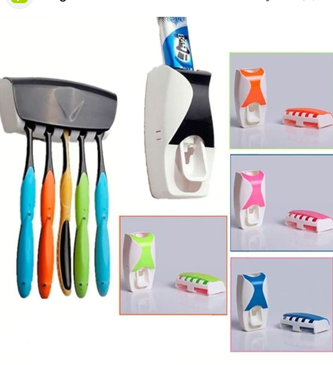 Dispensador automatico de pasta dental con soporte para cinco cepillos, en varios colores